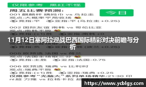 11月12日塞阿拉迎战巴西国际精彩对决前瞻与分析
