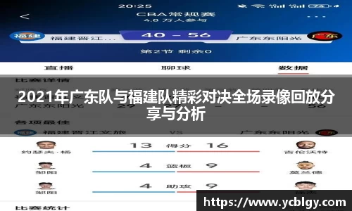 2021年广东队与福建队精彩对决全场录像回放分享与分析